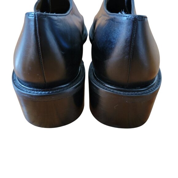 Stuart Weitzman Black Leather Slip On Shoes 7W‎ Spain Chunky Heels 90s Y2K - Picture 3 of 9